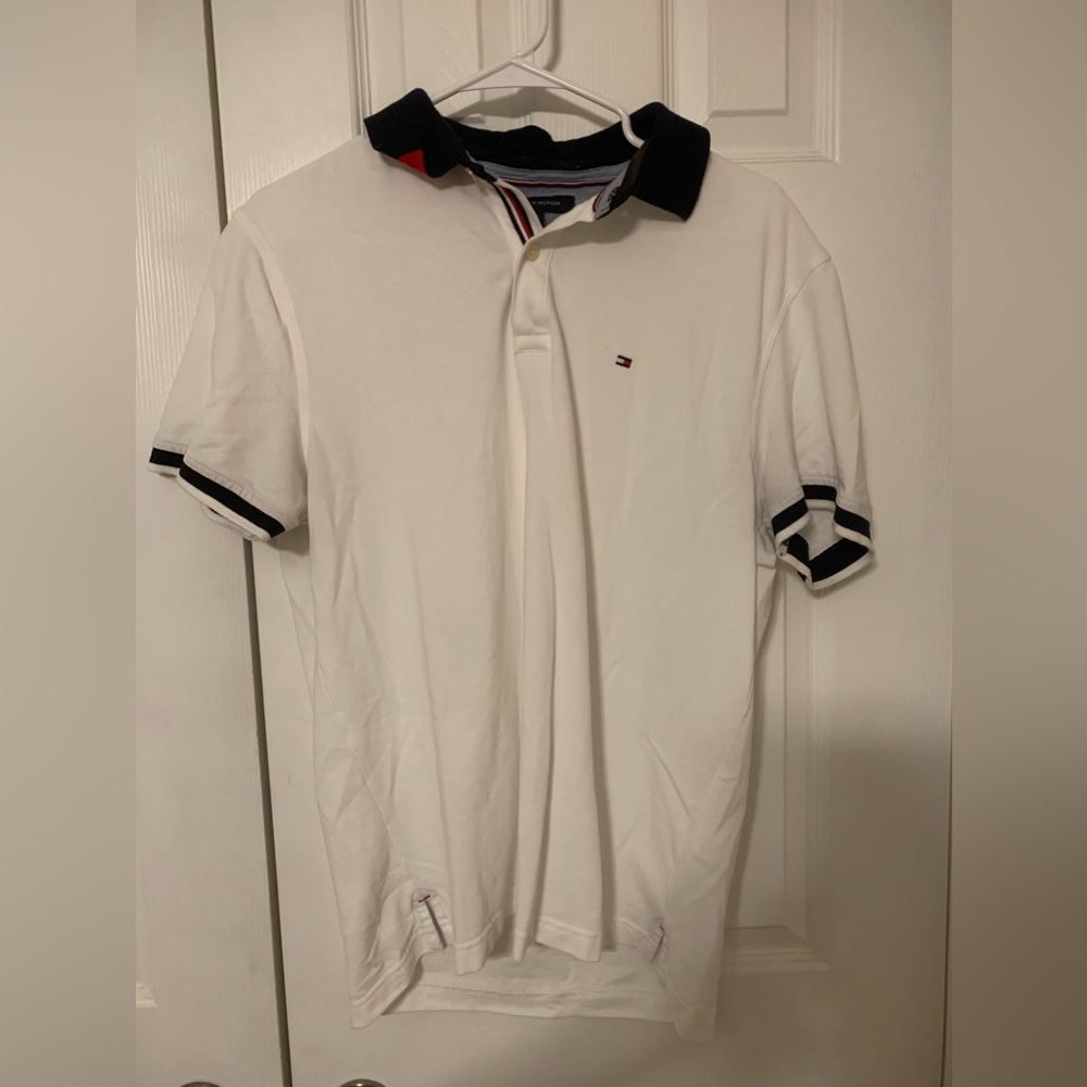 Mens Tommy Hilfiger button up collar shirt - white